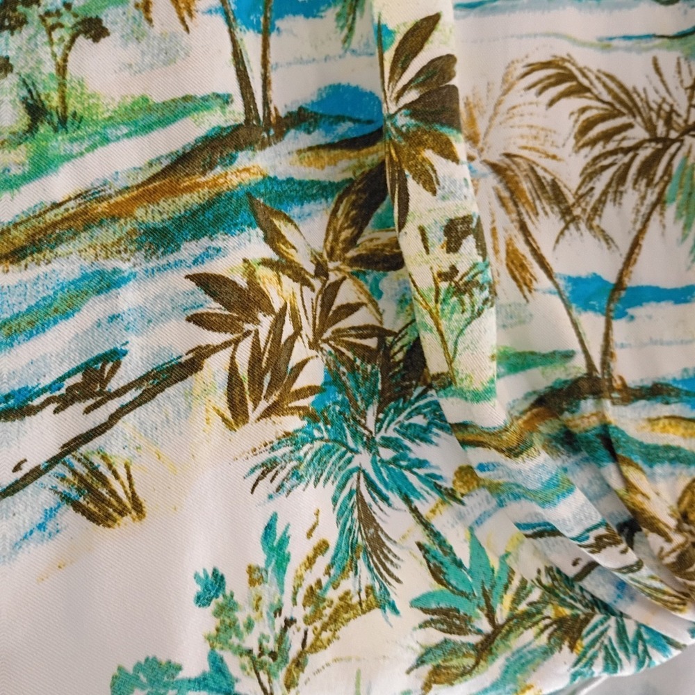 ROSE + OLIVE Palm Tree Tropical Button Up‎ Shirt Sleeve Shirt Women's Sz M Rayon - Picture 8 of 8